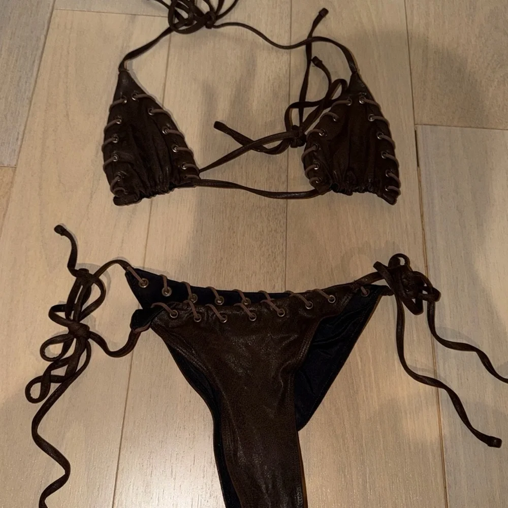 Frankie’s Bikinis Tia Leather Look Bikini